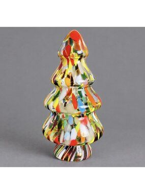 ZORZA Poland Blown Art Glass Christmas Tree 14" Millefiori Colorful Hollow